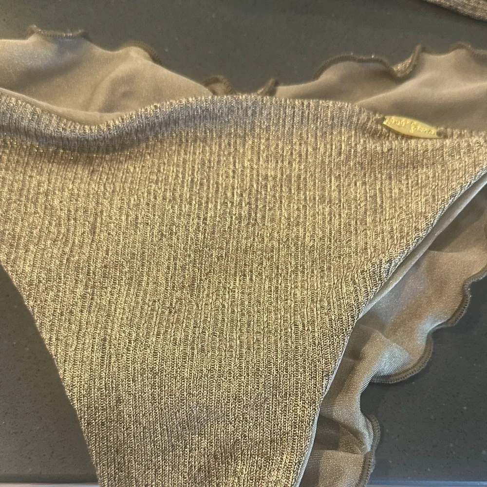 Luli fama bronze Metallic  Triangle Bikini Set - Picture 2 of 12